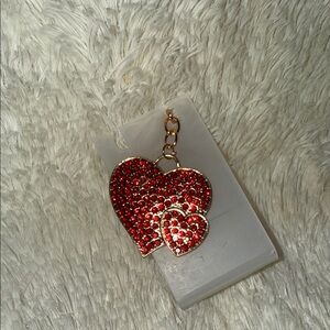 Red Heart Keychain with Gold Accents
